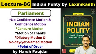 L86 NoConfidence Motion  Censure Motion Motion of Thanks amp Point of Order  Polity by Laxmikanth [upl. by Atteram]