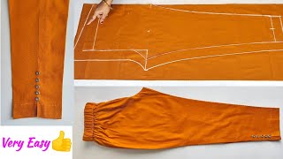 Very Easy Pant Trouser Cutting and stitching Step by Step  Pant Cutting and stitching for Begginers [upl. by Fayette]