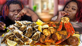 LOADED SEAFOOD BOIL amp OYSTERS DRENCHED IN SAUCE  MUKBANG EATING SHOW [upl. by Duyne775]