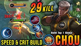 29 Kills Attack Speed amp Critical Build Chou Offlane Monster  Build Top 1 Global Chou  MLBB [upl. by Letreece]