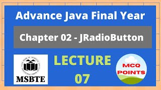 Advance Java Final Year Diploma sem5 Chapter 02  Lecture 7 JRadioButton [upl. by Gilberto]