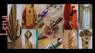 𝗞𝗿𝗲𝗮𝘁𝗶v𝗲 𝗧𝗶𝗽𝗽𝘀 v𝗼𝗻 𝗟𝗲𝗻𝗮 🍾10x Flasche als Geschenk einpacken 🎁10 Ways to wrap a bottle wrapping ideas [upl. by Sidman]