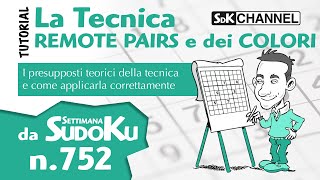 TUTORIAL – Tecniche della REMOTE PAIRS e dei COLORI Sudoku n20 di Settimana Sudoku 752 [upl. by Montagna]