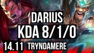 DARIUS vs TRYNDAMERE TOP  6 solo kills 1800 games 810 Godlike  EUW Diamond  1411 [upl. by Diarmid]