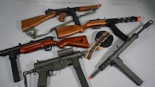 WW2 All SMG Weapon Toy Gun Airsoft  MP40  PPSh41  M1 Thompson  Sten MK2  Toy Guns Collection [upl. by Ahcsrop525]