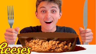 MASSIVE 12 Pound Reeses Peanut Butter Cup CHALLENGE [upl. by Ariec957]