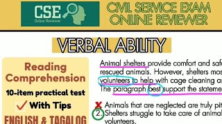 CIVIL SERVICE EXAM  Verbal Ability Reading Comprehension  CSE Online Reviewer [upl. by Phylys]