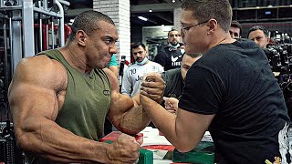 SCHOOLBOY VS LARRY WHEELS  WORLD STRONGEST BODYBUILDER  ARM WRESTLING 2020 [upl. by Niryt]