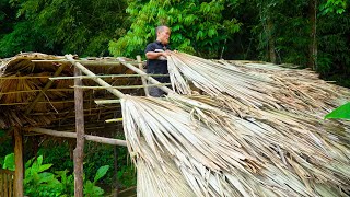 Dwarf family builds wooden house  roof made of palm leaves  intimate meal with neighbor [upl. by Gnehs]