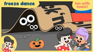 Halloween Freeze Dance  Halloween dance songs  RockaBetty songs for kids [upl. by Ydniw489]