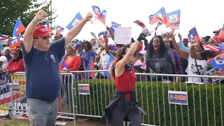 quotWe dont EAT PETS we VOTEquot Haitians Protest TRUMP RALLY in Uniondale  Trump Supporters Confront [upl. by Ainomar]