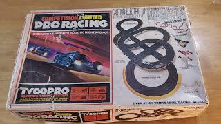 Auction Pick Tyco Competition Lighted Pro Racing HO slot car set w bonus car [upl. by Lezti934]