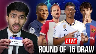 CHAMPIONS LEAGUE ROUND OF 16 DRAW REACTION LIVE [upl. by Akeihsal]