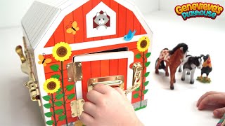 Genevieve Plays with Farm Animals and Wooden Marble Maze [upl. by Miner]