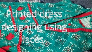 Printed dress designing using lacesPrinted suits lace design Printed suits design new 2024 [upl. by Ecyac]