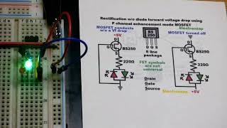 Almost Ideal Diode Using P Channel Enhancement MOSFET BS250 [upl. by Oakie]