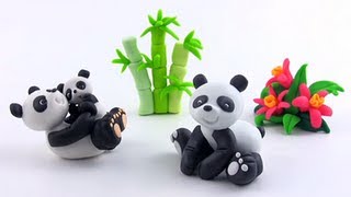 LETS CLAY Panda z modeliny  polymer clay tutorial [upl. by Snowman]