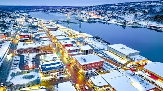 ❄️🅻🅸🆅🅴❄️Houghton City Michigan🥶Panorama🎄Portage Lake Effect Superior [upl. by Nnaeel]