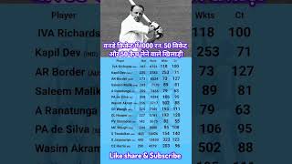 Players who have taken 1000 runs 50 wickets and 50 catches in ODI cricket Tesrsachin dev Kapil [upl. by Aldo]