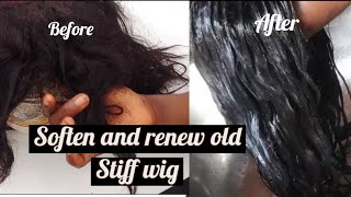 😯😯 How to revamp and soften a stiff human hair wig [upl. by Ynohtnaed]