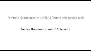 Matlab Tutorial  Representing Polyhedra in VertexDescription using Matlab  Octave [upl. by Anniram424]