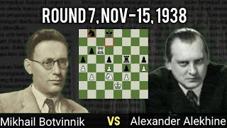 Mikhail Botvinnik vs Alexander Alekhine  The Netherlands round 7 Nov15 1938  AVRO [upl. by Leopoldeen]