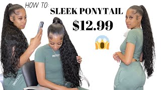 HOW TO1299 SLEEK PONYTAIL WITH ORGANIQUE BREEZY WAVE HAIR  ON 4B4C HAIR [upl. by Eedrahc]