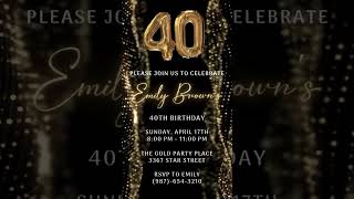 40th Birthday Party Video Invitation  40th Birthday Invitation Ideas [upl. by Langbehn]