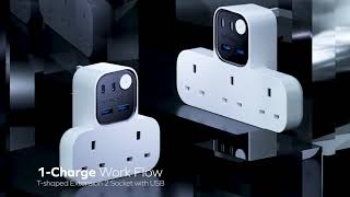 MOMAX  1Charge Work Flow  3Outlet TShaped Extension Plug Socket Power Strip [upl. by Goodson244]