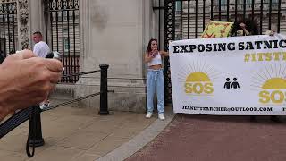 Jeanette Archer march at Buckingham palace The Satnic Picnic banner bearers and kids involved too [upl. by Kerril]