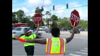 Crossing guards practice in Greenacres school zone [upl. by Eelyab]