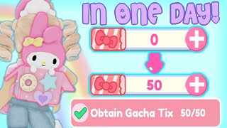 50 Gacha Tixs in ONE day  Roblox My Hello Kitty Cafe  Riivv3r [upl. by Schreiber]