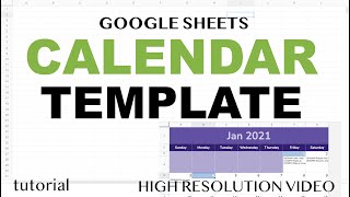 Google Sheets  Calendar Template [upl. by Assetniuq]