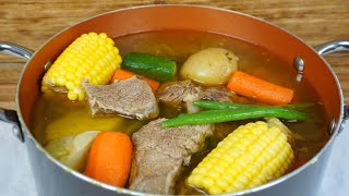 CALDO DE RESCOCIDO DE RES ECONÓMICO NUTRITIVO Y MUY SABROSO “TRUCO PARA LA CARNE” [upl. by Zingale]