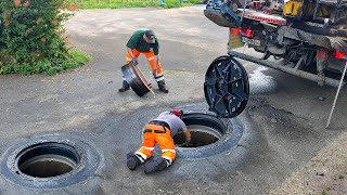 Crazy German Technology to Repair Massive Street Manholes [upl. by Attevad]