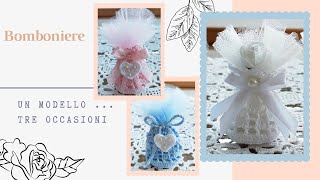 Un modello tre bomboniere con schema One model three wedding favors Tutorial with pattern [upl. by Nilyak]