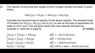 The reaction of ammonia with oxygen to form nitrogen dioxide and steam is given below 4NH3g  7O2g [upl. by Itisahc98]