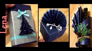 𝗞𝗿𝗲𝗮𝘁𝗶v𝗲 𝗧𝗶𝗽𝗽𝘀 v𝗼𝗻 𝗟𝗲𝗻𝗮 🎁 3 Arten Geschenke einpacken in Blau 🍾 3 Ways gift wrapping in blue [upl. by Smail]