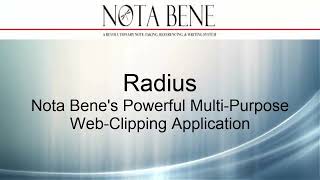 Nota Bene Software Tutorial Radius Web Clipper [upl. by Zennas]