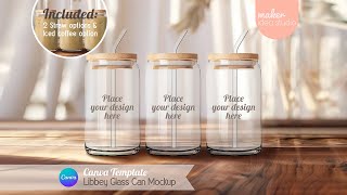 16 Oz Libbey Glass Can Mockup Canva Template Tutorial [upl. by Olodort]