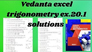 class 9 vedanta excel in mathematics trigonometry exercise 201 solution  chapter 20 exercise 201 [upl. by Sadowski703]