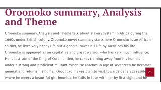 Oroonoko summary critical analysis and theme in English [upl. by Anelis461]