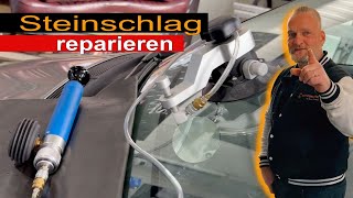 Steinschlag in der Windschutzscheibe Wir erklären die schnelle Reparatur ohne den Autoglas Tausch [upl. by Ikram]