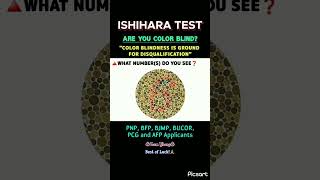 ISHIHARA TEST  COLOR BLINDNESS TEST  INITIAL MEDICAL PNP BFP BJMP AFP AND PCG APPLICANTS [upl. by Akamaozu]