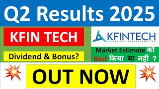 KFIN TECHNOLOGIES Q2 results 2025  KFIN TECH results today  KFIN TECHNOLOGIES Share News today [upl. by Nihs]