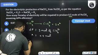 For the electrolytic production of NaClO4 from NaClO3 as per the equationNaClO3H2O NaClO4 [upl. by Joshua]