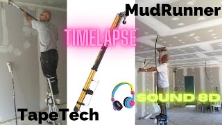 Timelapse Tape Drywall Plasterboard with TapeTech Bazooka and MudRunner Sound 8D [upl. by Brigit4]