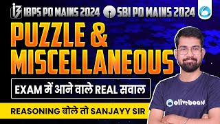 IBPS PO MAINS  SBI PO MAINS Reasoning 2024  Puzzle and Miscellaneous  Reasoning By Sanjay [upl. by Odranar]