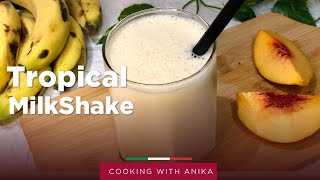 Smoothiest Tropical Milkshake  banana peach smoothie  banana peach milkshake  milkshake [upl. by Beyer209]