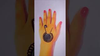 Simple mehndi design using safety🧷 mehndi youtubeshorts shorts viralvideo [upl. by Breanne208]